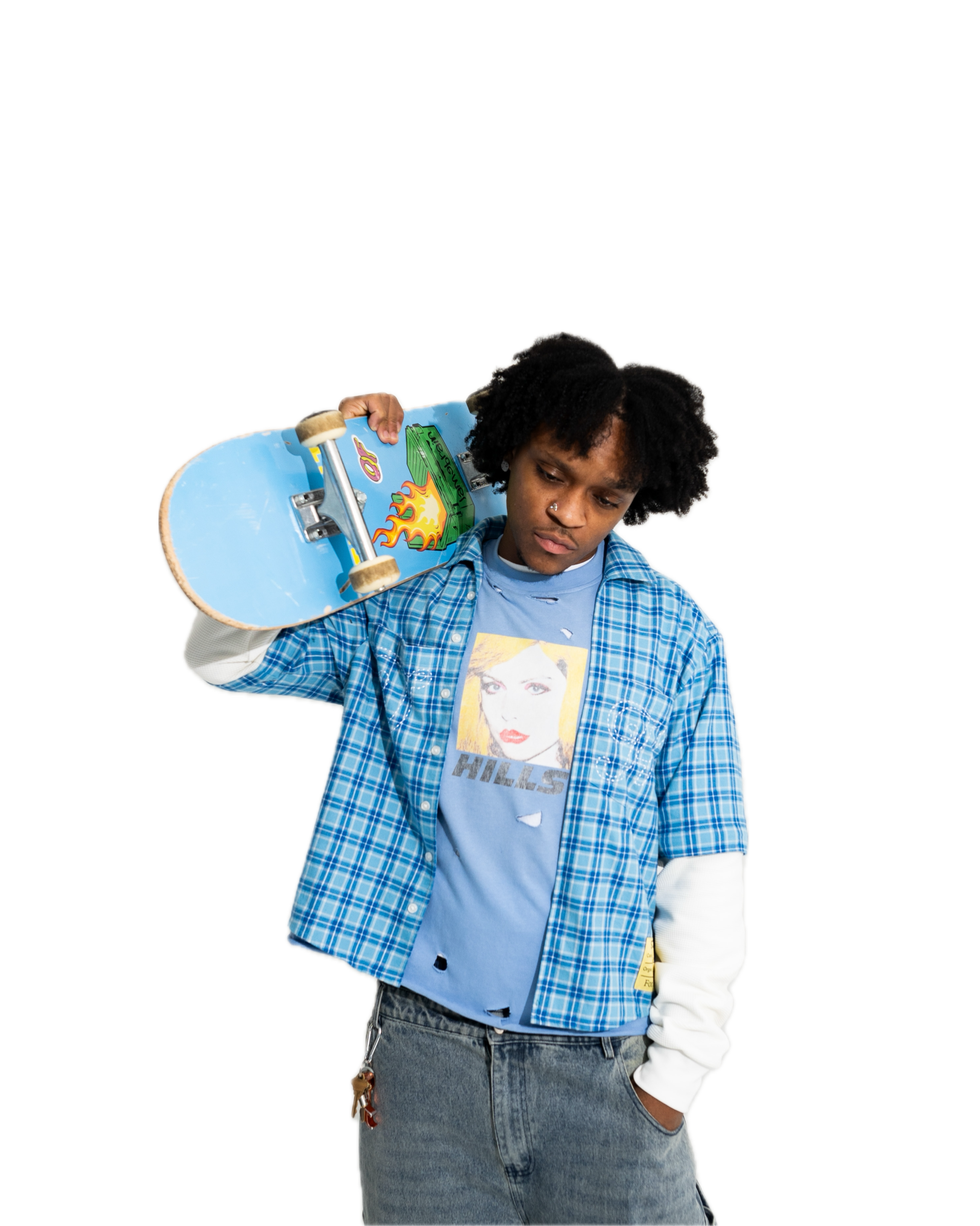 “THERMAL FLANNEL” TEE SKY BLUE